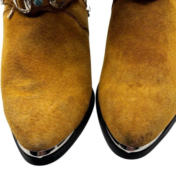 Dingo Western Leather Cowboy Boots With Gemstone Strap & Chain Brown Size 7.5 - Picture 3 of 8